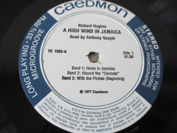 Quayle, Anthony - A High Wind In Jamaica (Abridged) (VG+) (Vinyl LP)