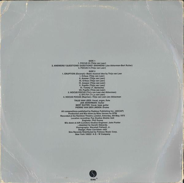 Focus  - Live At The Rainbow (VG+) (Vinyl LP)
