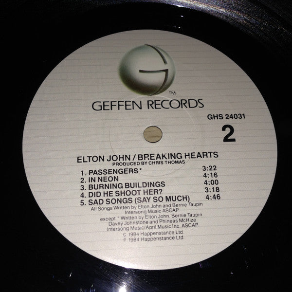 John, Elton - Breaking Hearts (Vinyl, VG+) (Vinyl LP)