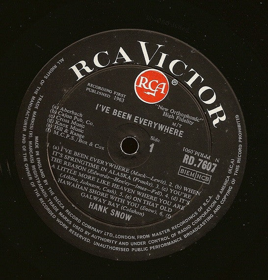 Snow, Hank - I've Been Everywhere (G+) (Vinyl LP)