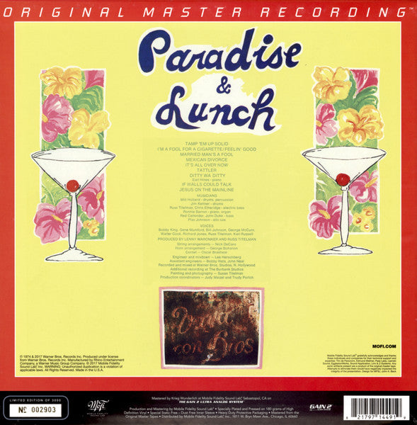 Cooder, Ry - Paradise And Lunch (Vinyl, NM or M-) (Vinyl LP)