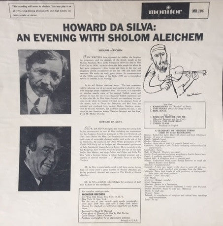 Da Silva, Howard - An Evening With Sholom Aleichem (VG) (Vinyl LP)