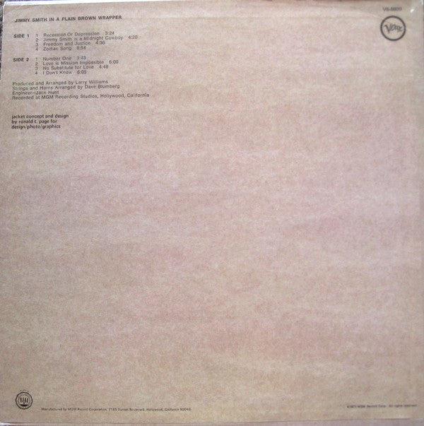 Smith, Jimmy - In A Plain Brown Wrapper (Vinyl, VG) (Vinyl LP)