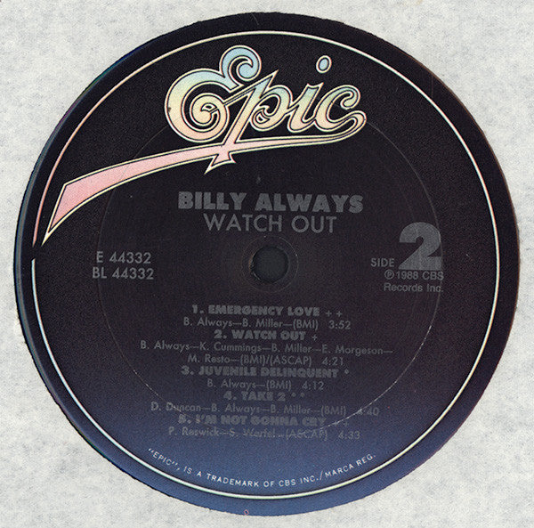 Always, Billy - Watch Out (NM or M-) (Vinyl LP)