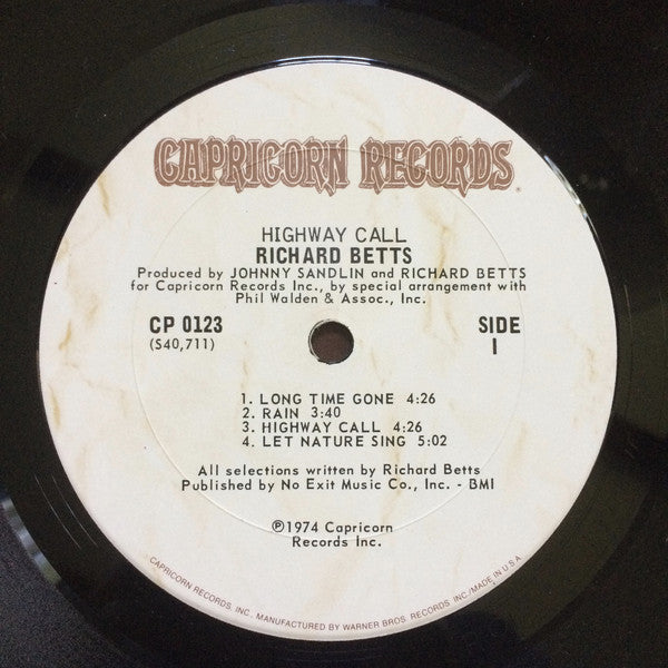 Betts, Richard - Highway Call (Vinyl, VG+) (Vinyl LP)