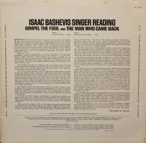 Bashevis, Isaac Singer - Reading Gimpel The Fool And The Man Who Came Back (Vinyl, M) (Vinyl LP)