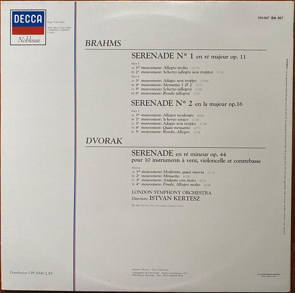 Brahms, Dvorak, London Symphony Orchestra, Istvan Kertesz - Les 2 Serenades • Serenade En Re Mineur (NM or M-) (Vinyl LP)