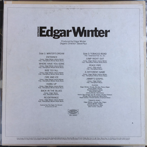 Winter, Edgar - Entrance (VG+) (Vinyl LP)