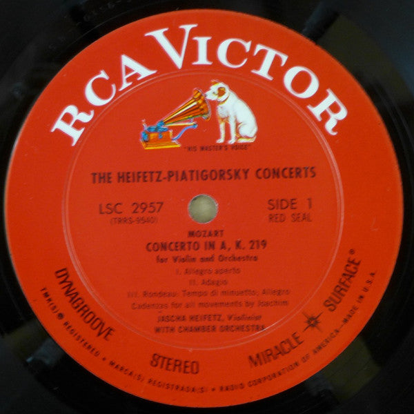 Mozart, Turina, Heifetz, Piatigorsky, Leonard Pennario - Violin Concerto No. 5, K. 219 · Trio No. 1 For Piano, Violin And Cello, Op. 35 (Vinyl, NM or M-) (Vinyl LP)
