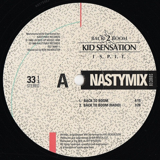 Kid Sensation - Back 2 Boom / I S.P.I.T. (VG+) (Vinyl LP)
