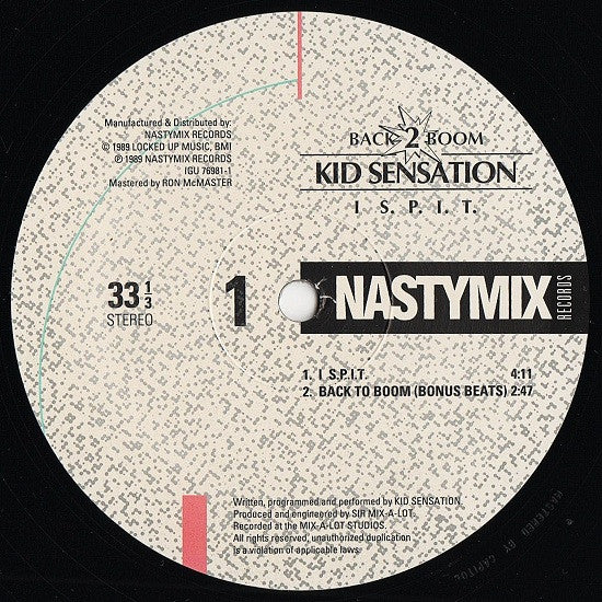 Kid Sensation - Back 2 Boom / I S.P.I.T. (VG+) (Vinyl LP)