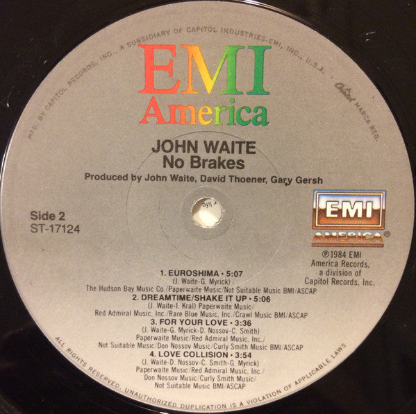 Waite, John - No Brakes (VG+) (Vinyl LP)