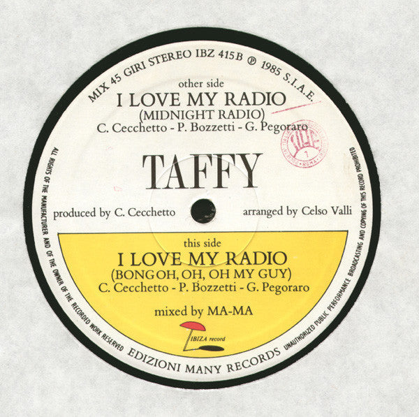 Taffy - I Love My Radio (New Version) (Bongoh, Oh, Oh My Guy) (VG+) (Vinyl LP)