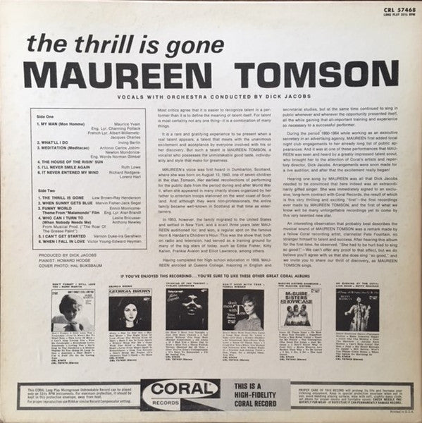 Tomson, Maureen - The Thrill Is Gone (VG+) (Vinyl LP)