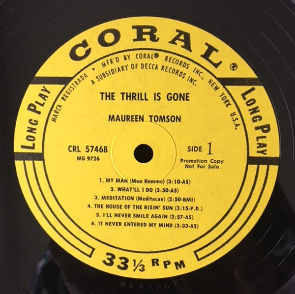 Tomson, Maureen - The Thrill Is Gone (VG+) (Vinyl LP)