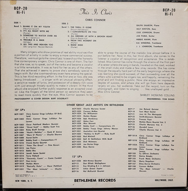 Connor, Chris - This Is Chris (Vinyl, VG+) (Vinyl LP)