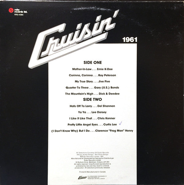 Various - Cruisin' 1961 (Vinyl, VG+) (Vinyl LP)