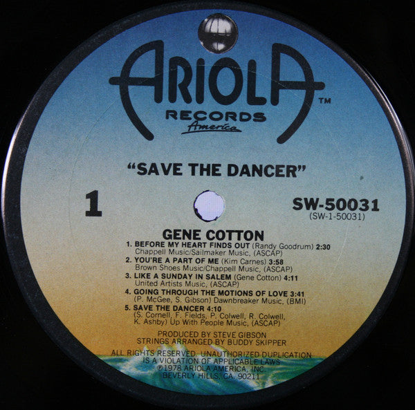 Cotton, Gene - Save The Dancer (Vinyl, VG) (Vinyl LP)