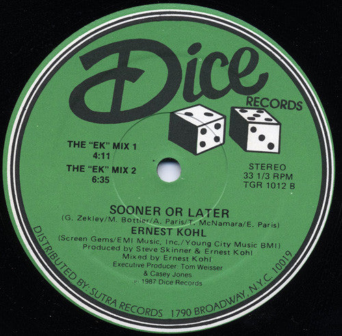 Kohl, Ernest - Sooner Or Later (Extended Dance Mix) (VG+) (Vinyl LP)