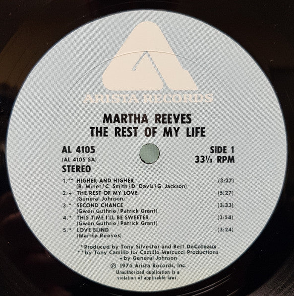 Reeves, Martha - The Rest Of My Life (VG+) (Vinyl LP)