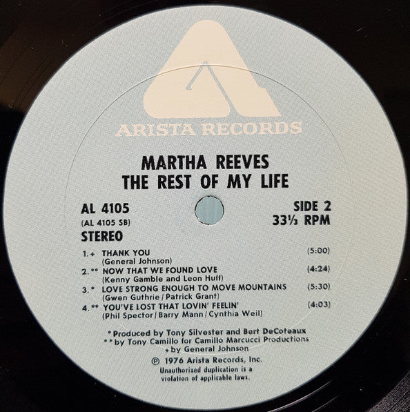 Reeves, Martha - The Rest Of My Life (VG+) (Vinyl LP)