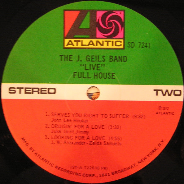 The J. Geils Band - "Live" Full House (VG) (Vinyl LP)