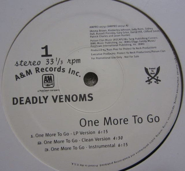 Deadly Venoms - One More To Go / Bomb Threat (VG+) (Vinyl LP)