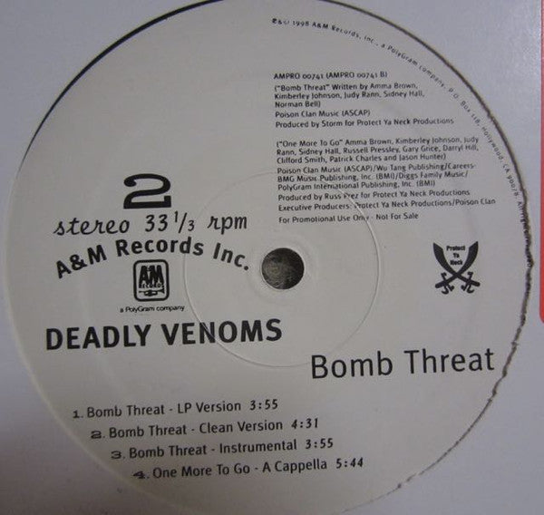 Deadly Venoms - One More To Go / Bomb Threat (VG+) (Vinyl LP)