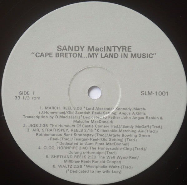 MacIntyre, Sandy - Cape Breton....My Land In Music (VG+) (Vinyl LP)