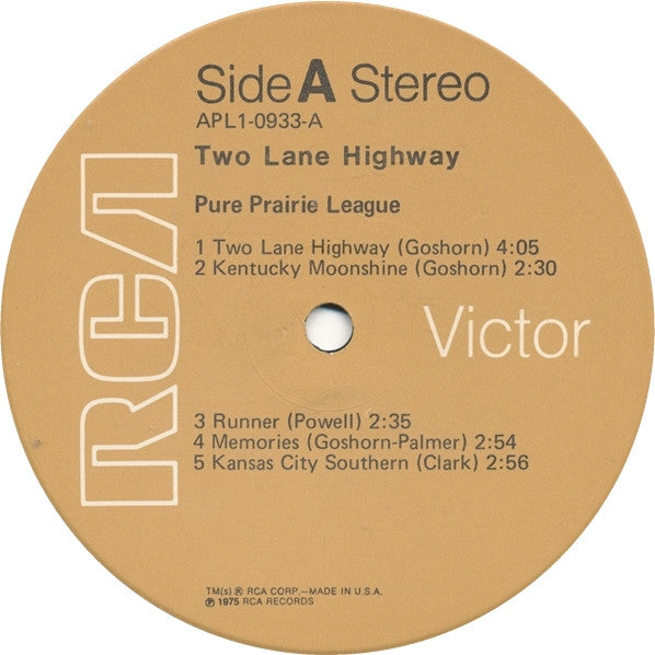 Pure Prairie League - Two Lane Highway (VG+) (Vinyl LP)