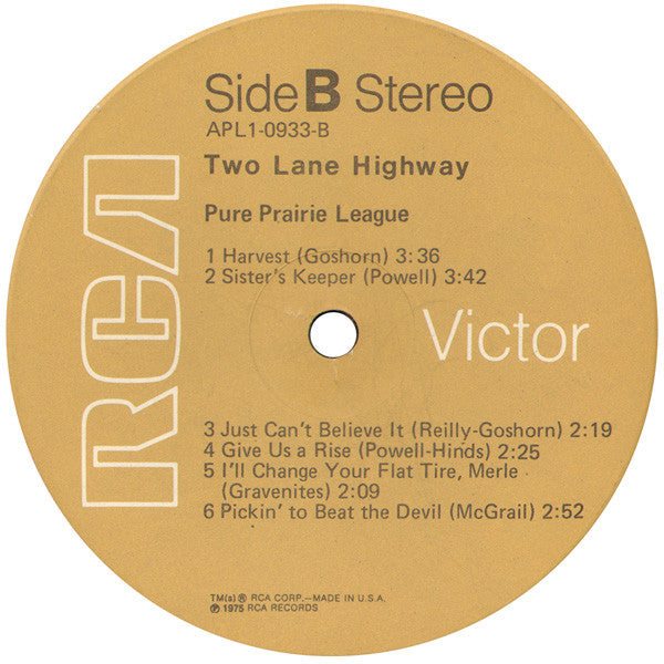 Pure Prairie League - Two Lane Highway (VG+) (Vinyl LP)