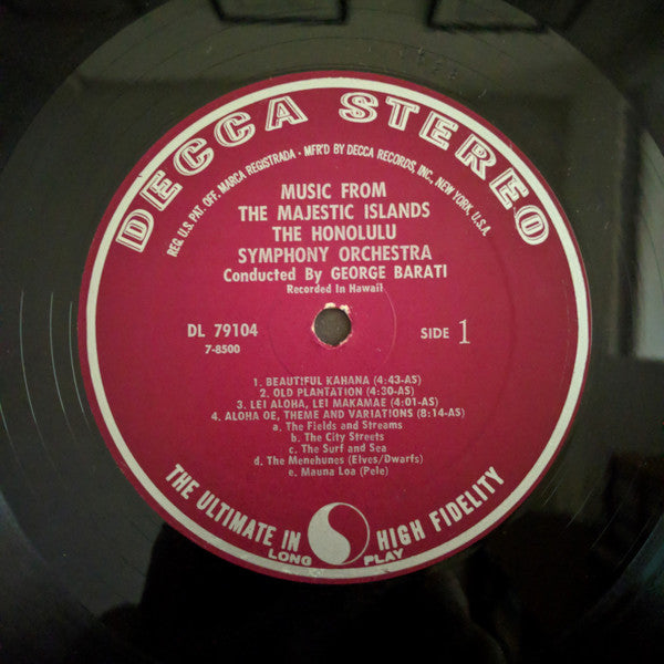 Honolulu Symphony Orchestra - Music From The Majestic Islands (Vinyl, VG) (Vinyl LP)
