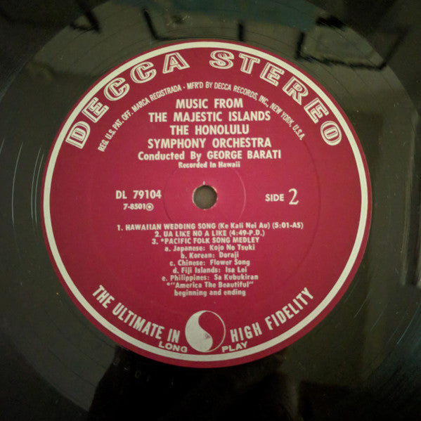 Honolulu Symphony Orchestra - Music From The Majestic Islands (Vinyl, VG) (Vinyl LP)