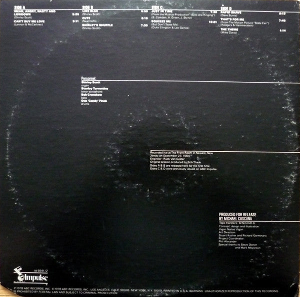 Scott, Shirley With Stanley Turrentine / Bob Cranshaw / Otis 'Candy' Finch* - The Great Live Sessions (VG) (Vinyl LP)