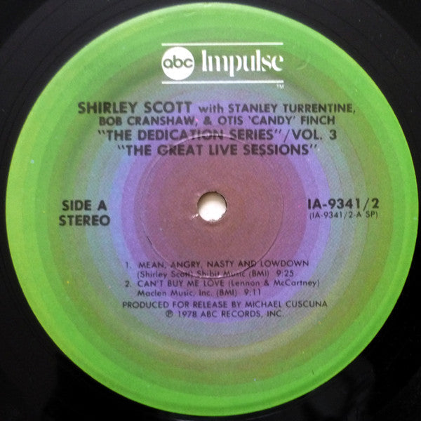 Scott, Shirley With Stanley Turrentine / Bob Cranshaw / Otis 'Candy' Finch* - The Great Live Sessions (VG) (Vinyl LP)
