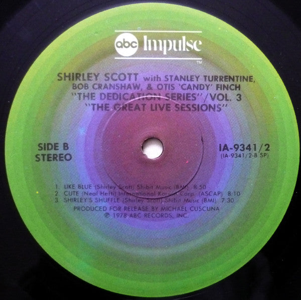 Scott, Shirley With Stanley Turrentine / Bob Cranshaw / Otis 'Candy' Finch* - The Great Live Sessions (VG) (Vinyl LP)