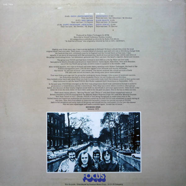 Focus  - In And Out Of Focus (VG) (Vinyl LP)