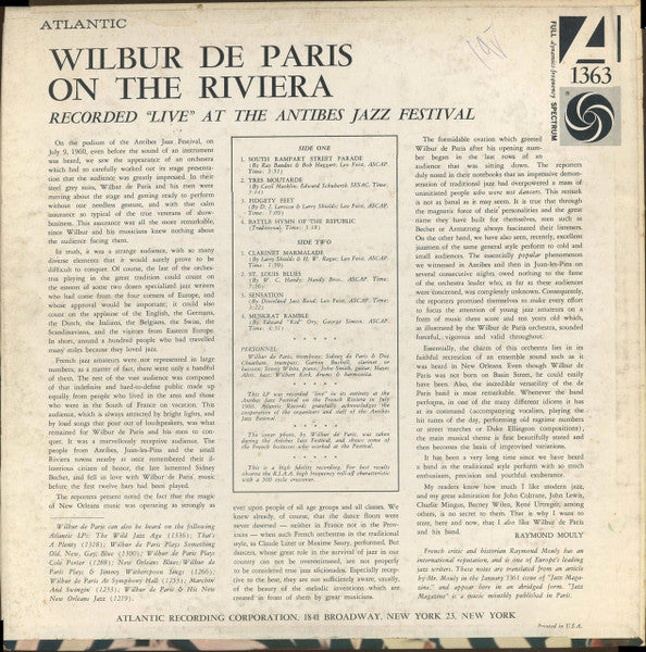 De Paris, Wilbur - On The Riviera (VG) (Vinyl LP)