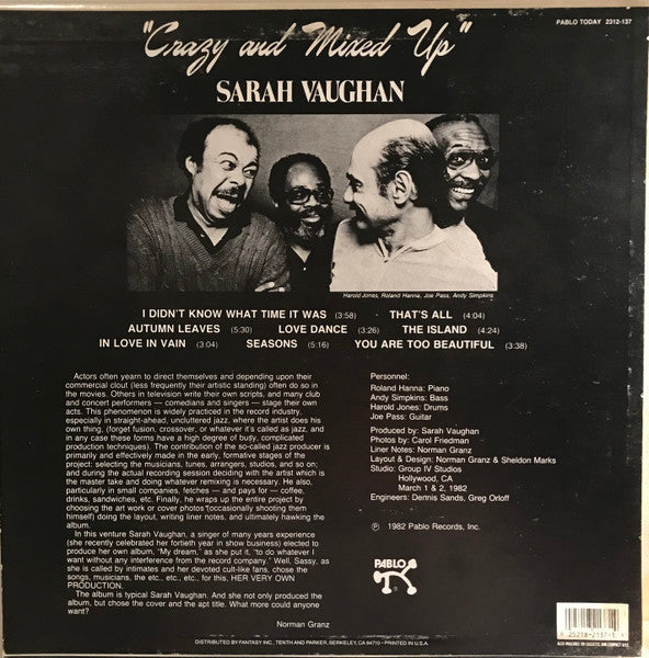 Vaughan, Sarah - Crazy And Mixed Up (Vinyl, VG) (Vinyl LP)