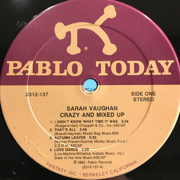 Vaughan, Sarah - Crazy And Mixed Up (Vinyl, VG) (Vinyl LP)