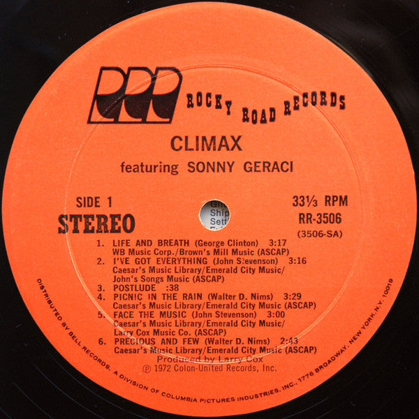 Climax Featuring Sonny Geraci - Climax Featuring Sonny Geraci (VG) (Vinyl LP)