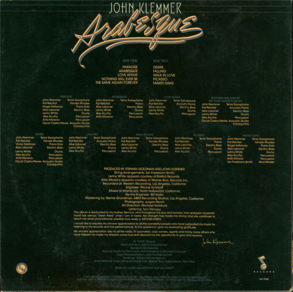 Klemmer, John - Arabesque (VG+) (Vinyl LP)