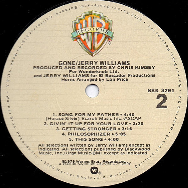 Williams, Jerry - Gone (VG) (Vinyl LP)