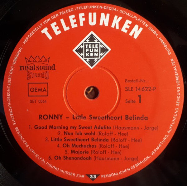 Ronny  - Little Sweetheart Belinda (VG+) (Vinyl LP)