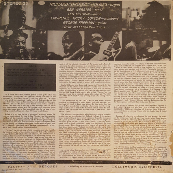 Holmes, Richard "Groove - "Groove" (Vinyl, VG+) (Vinyl LP)