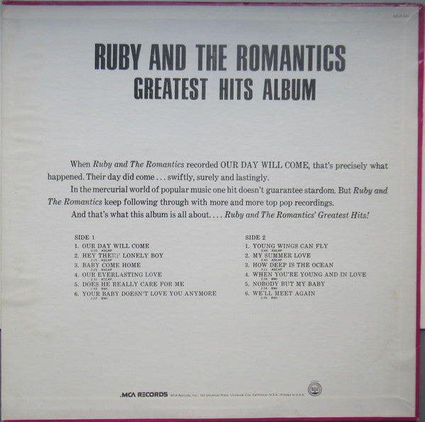 Ruby And The Romantics - Greatest Hits Album (Vinyl, NM or M-) (Vinyl LP)