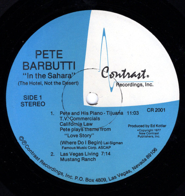 Barbutti, Pete - In The Sahara (The Hotel, Not The Desert) (VG+) (Vinyl LP)