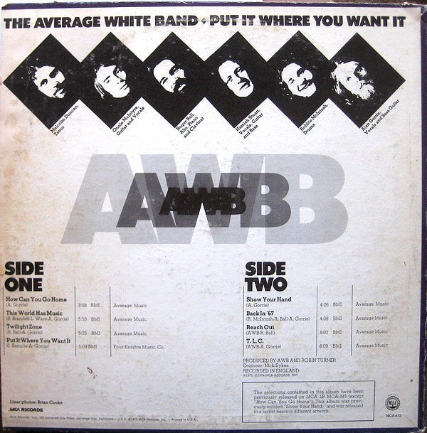 Average White Band - Put It Where You Want It (Vinyl, VG+) (Vinyl LP)