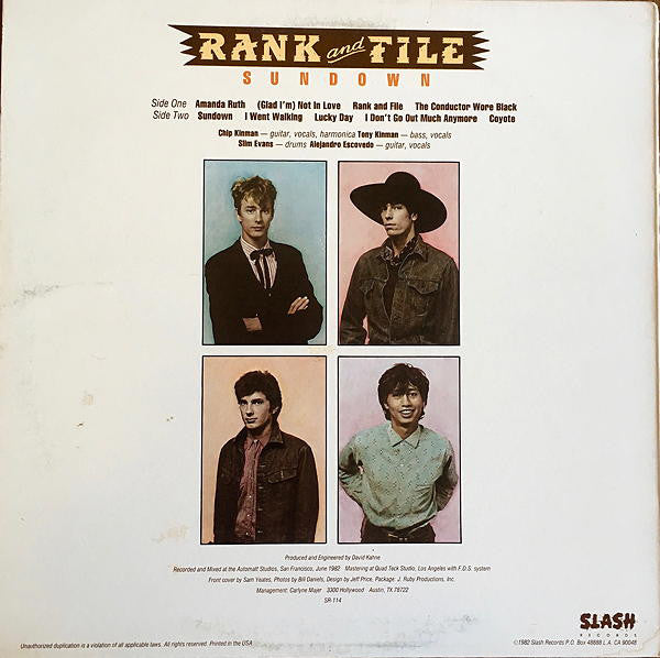 Rank And File - Sundown (VG) (Vinyl LP)