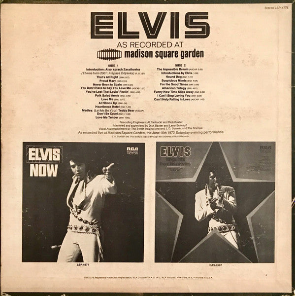 Elvis - Elvis As Recorded At Madison Square Garden (Vinyl, VG+) (Vinyl LP)